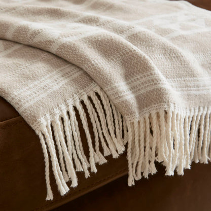 Alberta Cotton Blend Throw - Ivory Stripe