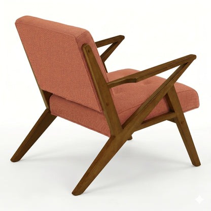 Rocket Upholstered Arm Chair with Angled Wood Frame - Burnt Orange