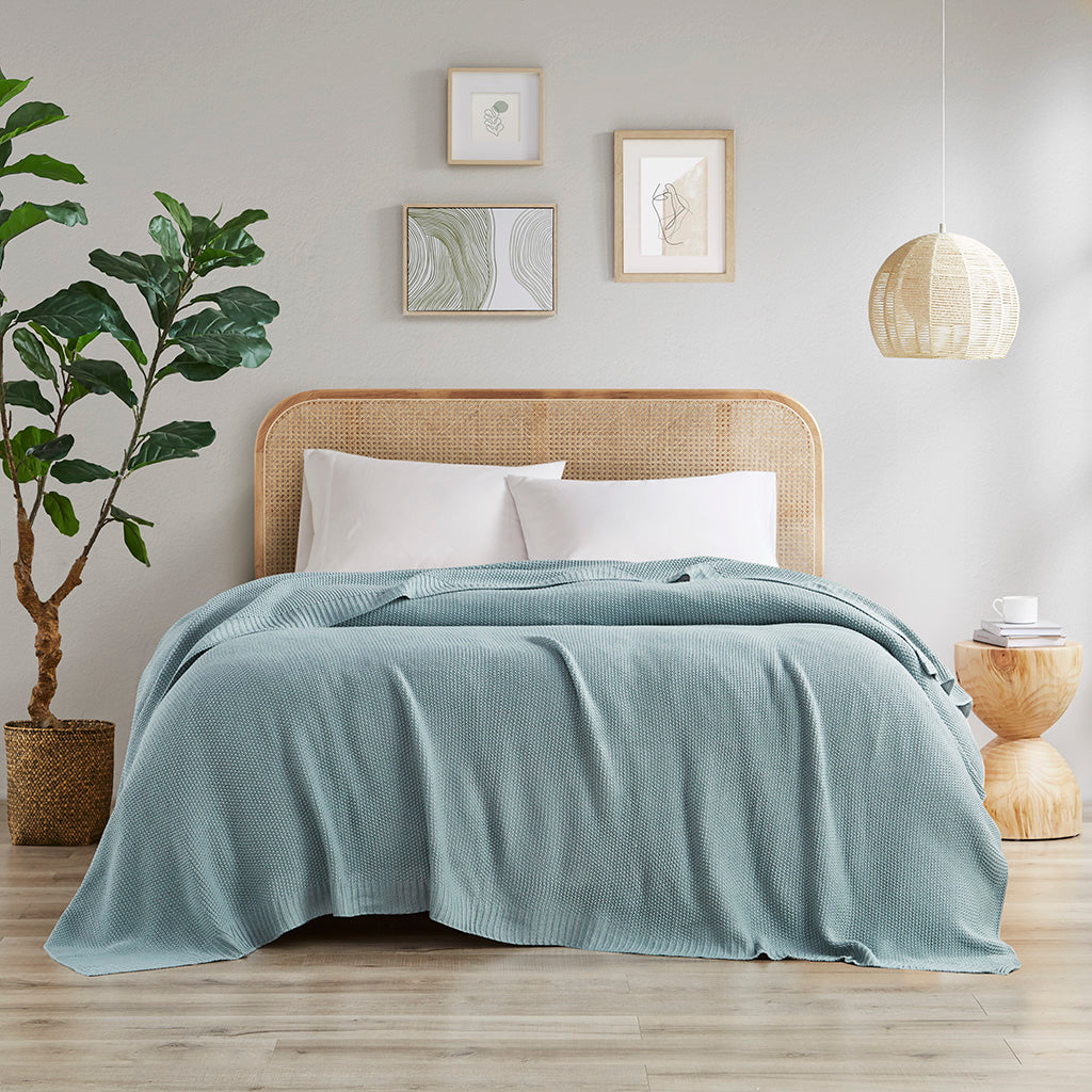 Bree Knit Blanket - Light Blue