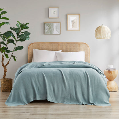 Bree Knit Blanket - Light Blue