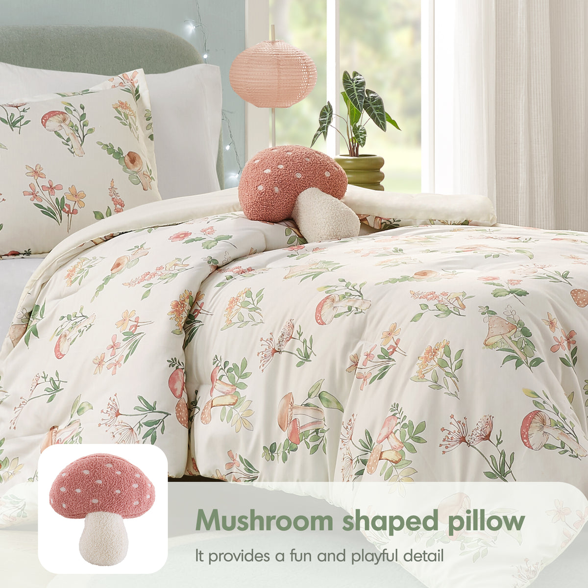 Gwen Mushroom Garden Comforter Set - Green