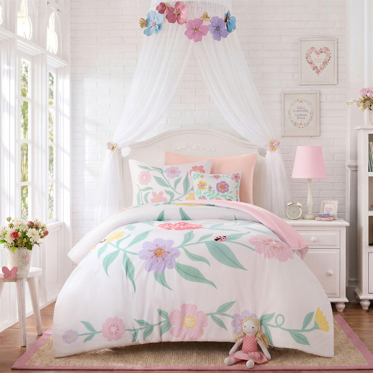 Floral Comforter Set - Pink