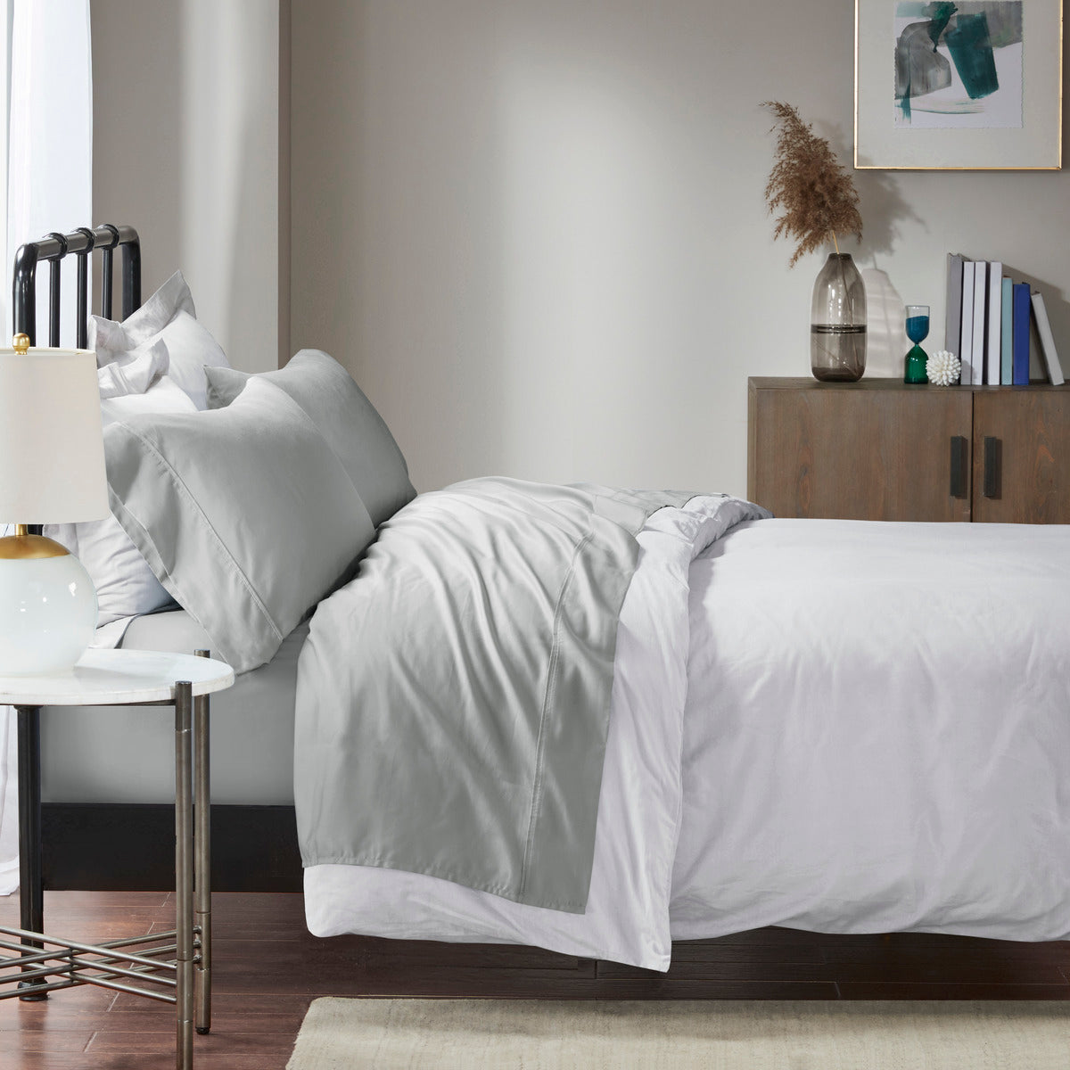 1500 Thread Count Cotton Blend 2 PC Pillowcases - Grey