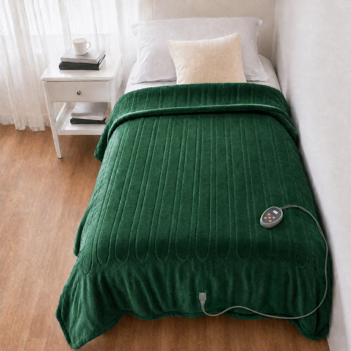 Heated Microlight to Berber Blanket - Green