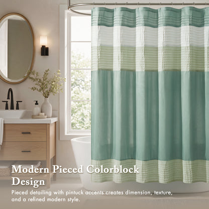 Amherst Faux Silk Shower Curtain - Green