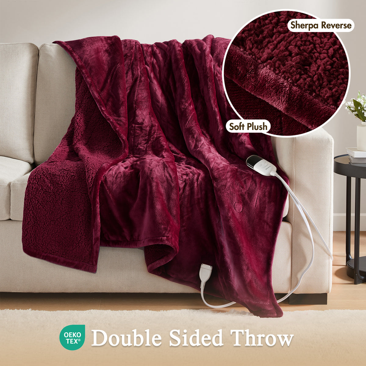 Heated Microlight to Berber Throw - Red
