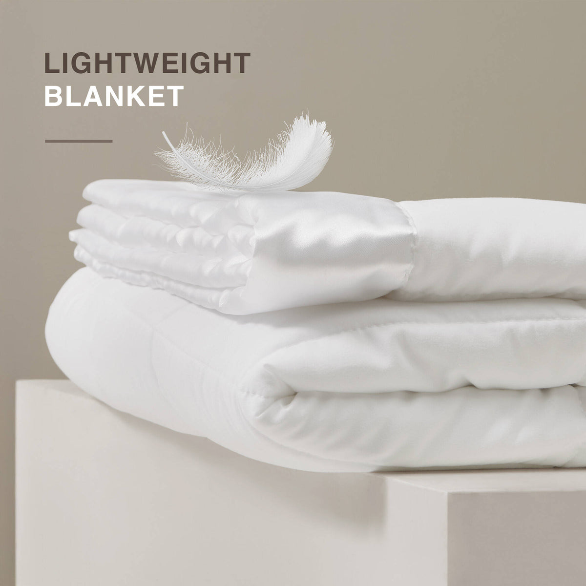 Windom Lightweight Down Alternative Blanket with Satin Trim - White