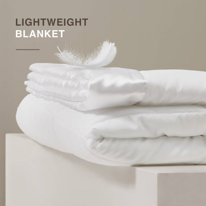Windom Lightweight Down Alternative Blanket with Satin Trim - White