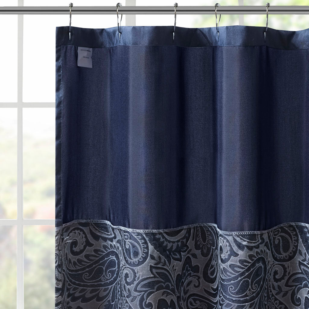 Aubrey Jacquard Shower Curtain - Navy