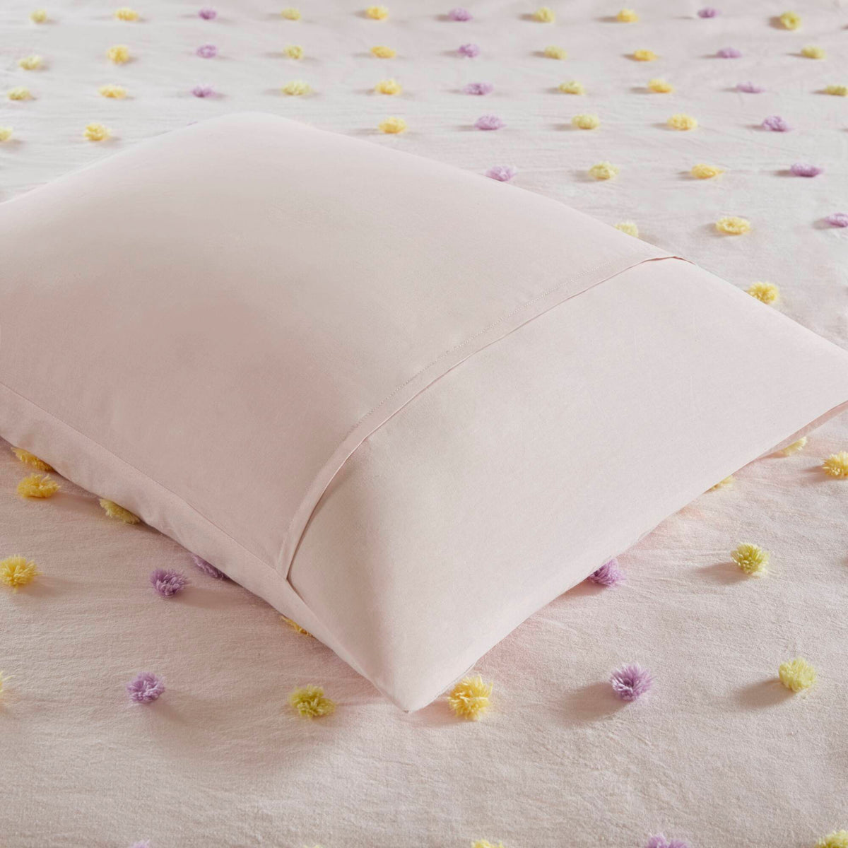 Callie Cotton Jacquard Pom Pom Comforter Set - Pink Multi