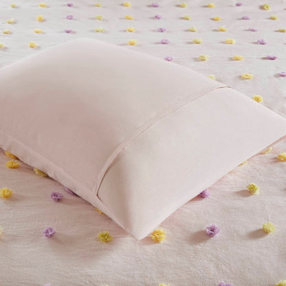 Callie Cotton Jacquard Pom Pom Comforter Set - Pink Multi
