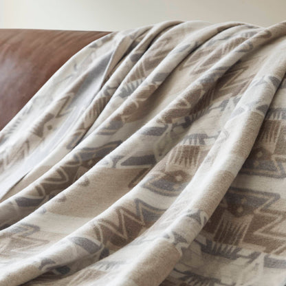 Alberta Cotton Blend Blanket - Neutral Aztec