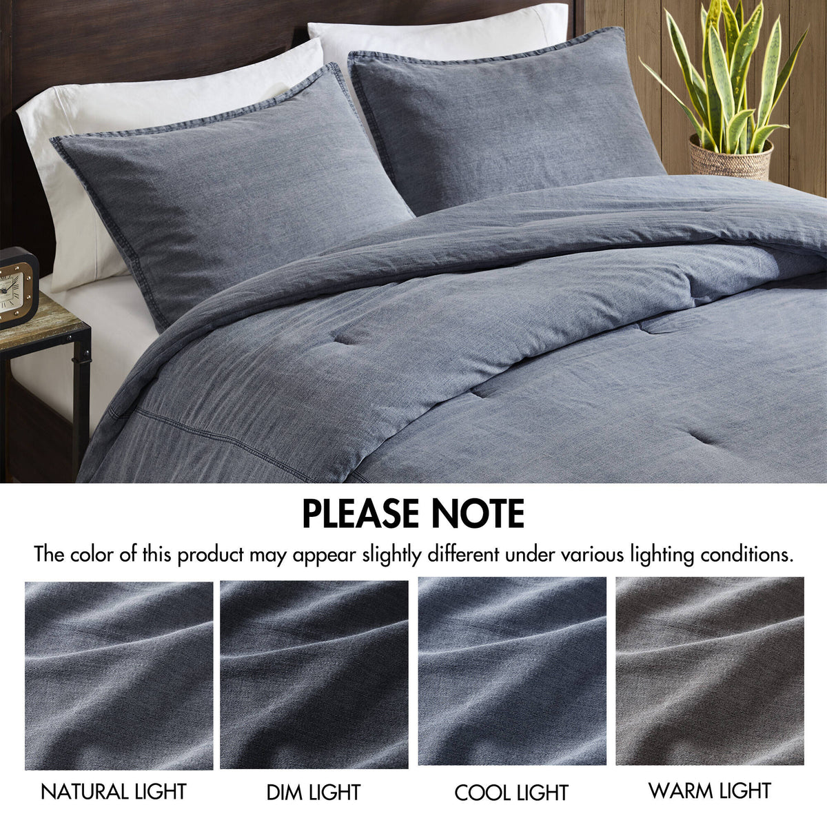 Mckenzie Cotton Twill Washed Comforter Set - Blue