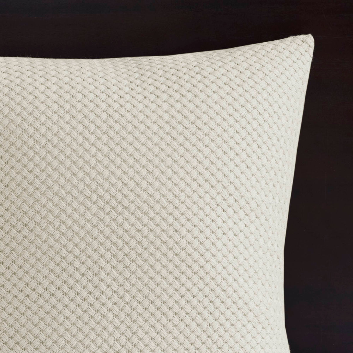 Essence Oversized Cotton Clipped Jacquard Comforter Set with Euro Shams and Throw Pillows - Ivory