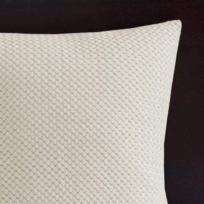 Essence Oversized Cotton Clipped Jacquard Comforter Set with Euro Shams and Throw Pillows - Ivory
