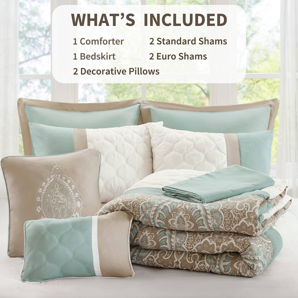 Shawnee 8 Piece Comforter Set - Seafoam