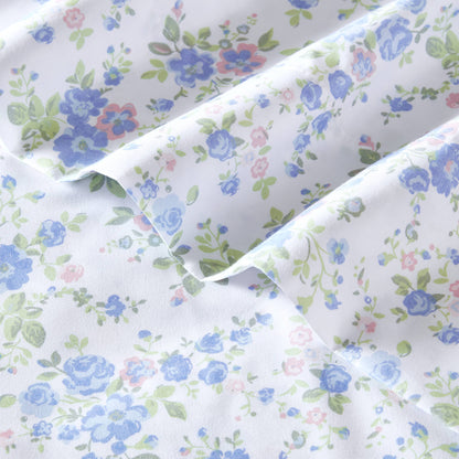Printed Microfiber Sheet Set - Blue Floral