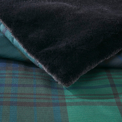 Bernston Faux Wool to Faux Fur Down Alternative Comforter Set - Green Plaid