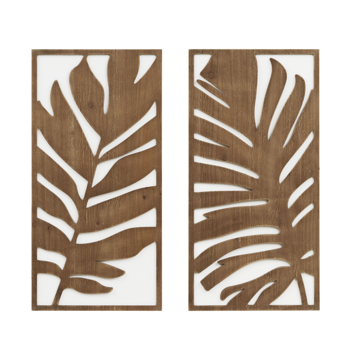 Birch Botanical Two-tone Wood Panel Wall Décor Set - Monstera