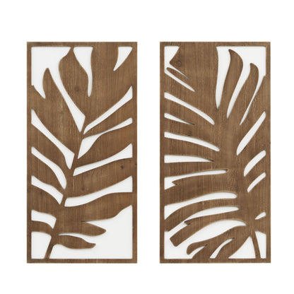 Birch Botanical Two-tone Wood Panel Wall Décor Set - Monstera