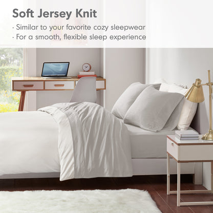 Cotton Blend Jersey Knit All Season Sheet Set - Grey