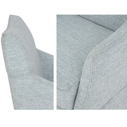 London Upholstered Skirted Dining Arm Chair with Hidden Casters - Light Blue