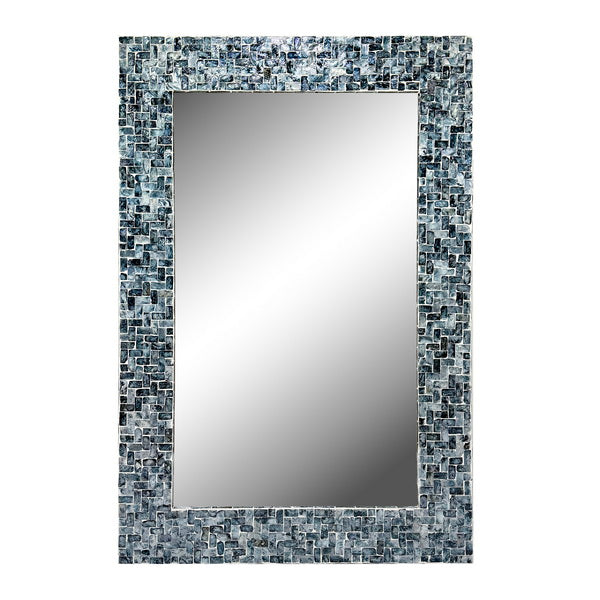 24X35 Rectangle Capiz Shell Mosaic Wall Mirror /   Celestine - Blue/Natural