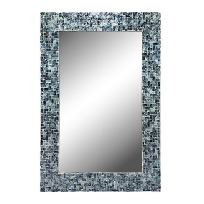 24X35 Rectangle Capiz Shell Mosaic Wall Mirror /   Celestine - Blue/Natural