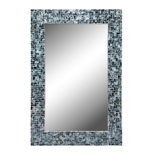 24X35 Rectangle Capiz Shell Mosaic Wall Mirror /   Celestine - Blue/Natural