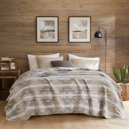 Alberta Cotton Blend Blanket - Neutral Aztec