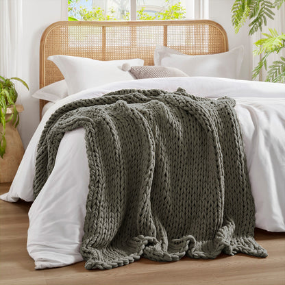 Chunky Double Knit Handmade Throw Blanket - Charcoal