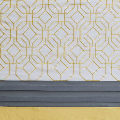 Donnell Embroidered and Pieced Shower Curtain - Yellow/Grey
