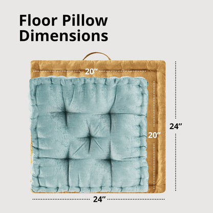 Azza Poly Chenille Square Floor Pillow Cushion - Yellow