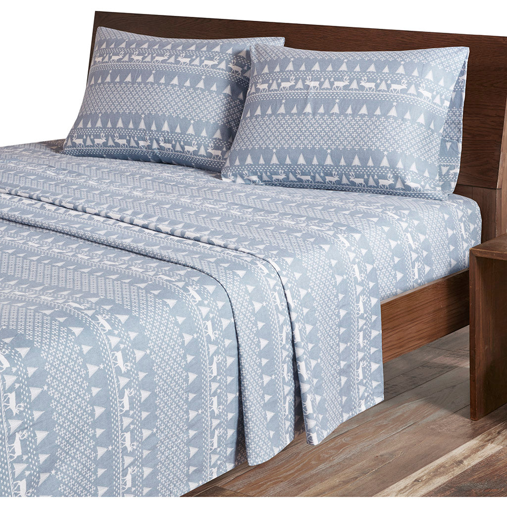 Cotton Flannel Sheet Set - Blue Winter Frost