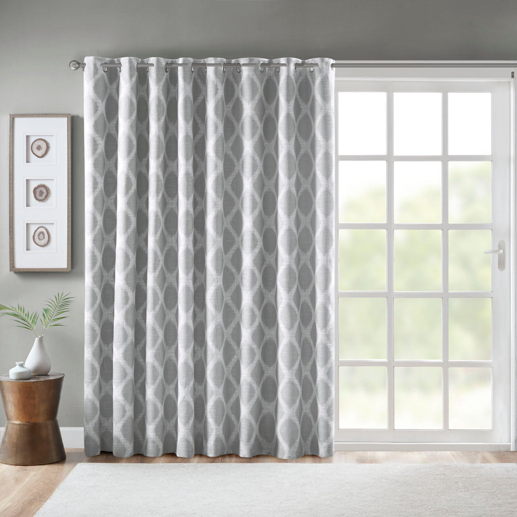 Blakesly Printed Ikat Blackout Patio Curtain - Grey