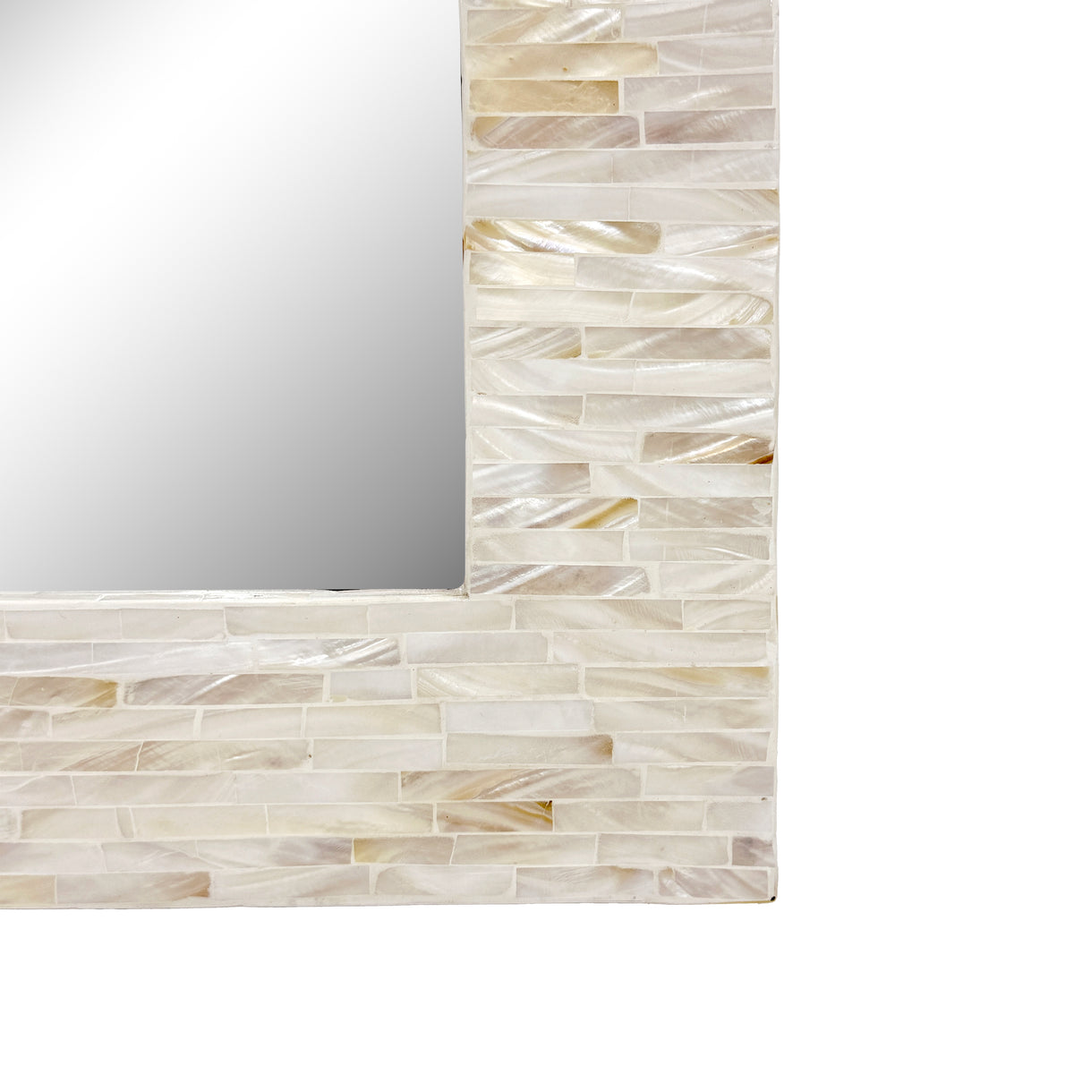 Serein 24X36 Handcrafted Mother of Pearl Arch Wall Mirror - Ivory