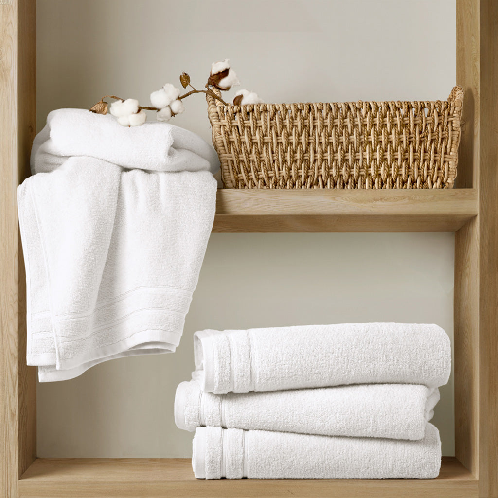 400GSM Essential Bundle Quick Dry 100% Cotton Towel Set - White