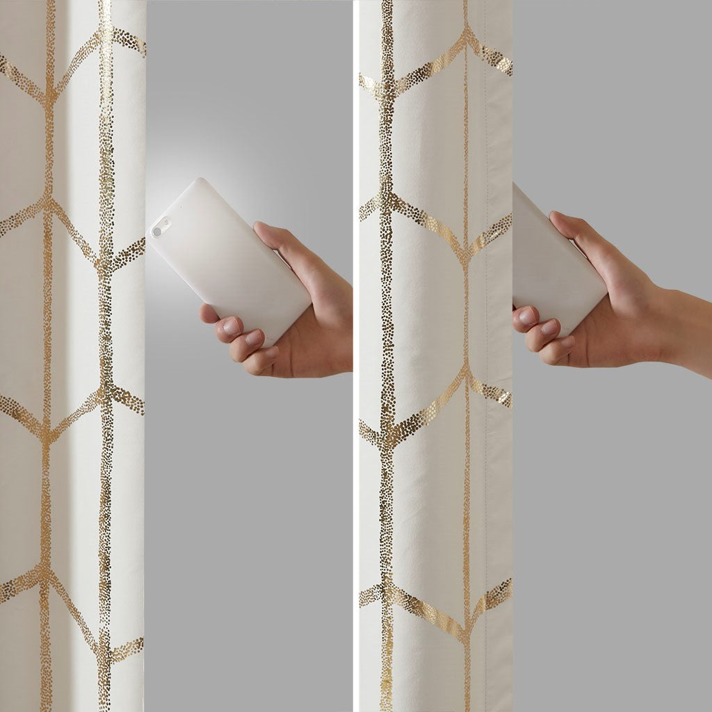 Raina Total Blackout Metallic Print Grommet Top Curtain