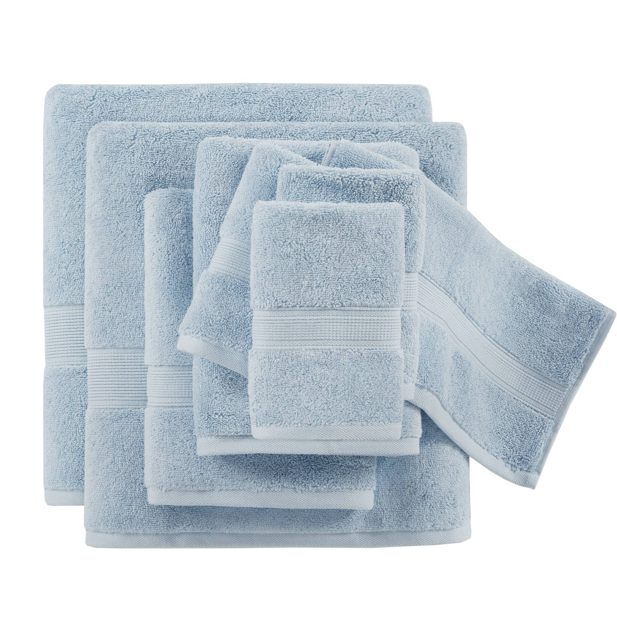 800GSM 100% Cotton 8 Piece Towel Set - Light Blue