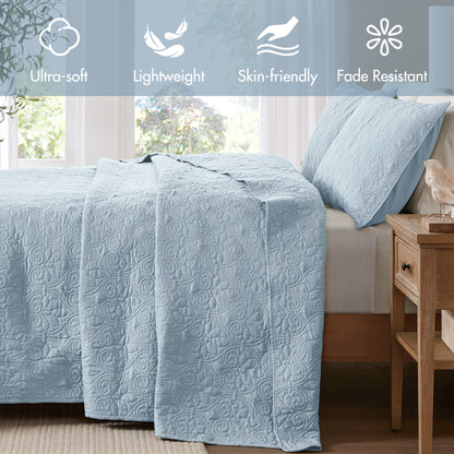 Quebec Reversible Bedspread Set - Blue