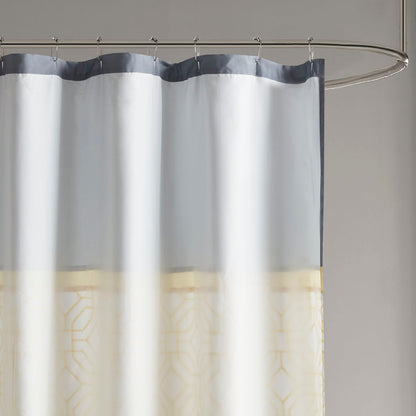 Donnell Embroidered and Pieced Shower Curtain - Yellow/Grey