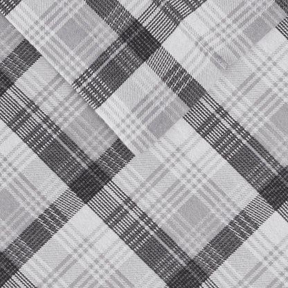 Cotton Flannel Sheet Set - Grey Plaid