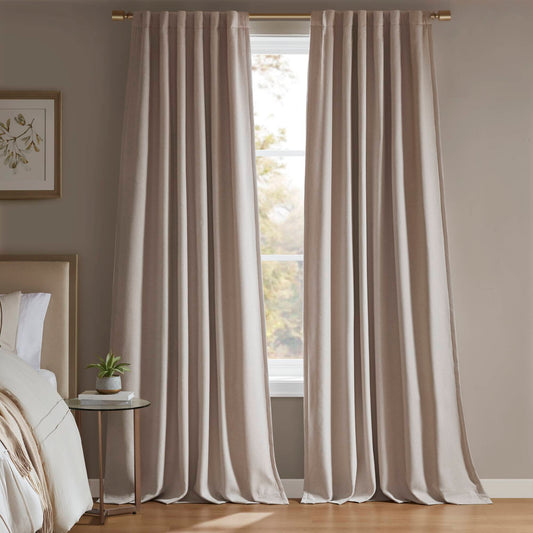 Karien Sound blocking/Total blackout curtain panel pair - Linen