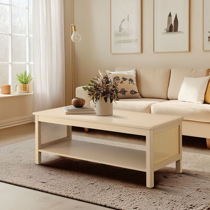 Ashlyn 2-Tier Rattan Coffee Table - Natural