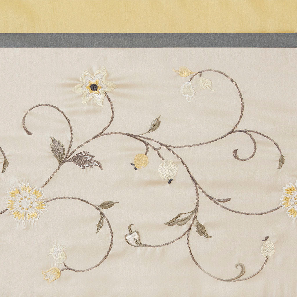Serene Embroidered Window Valance - Yellow