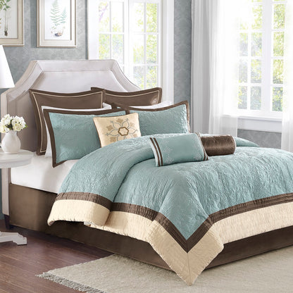 Juliana 9 Piece Charmeuse Comforter Set - Blue