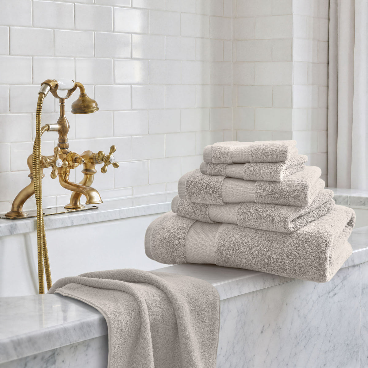 Turkish Cotton 6 Piece Bath Towel Set - Taupe