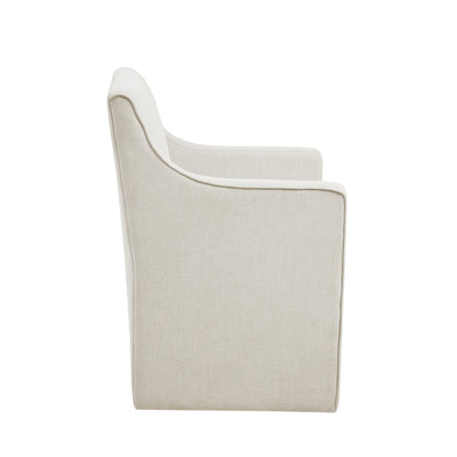 Charlotte Upholstered Dining Arm Chair with Hidden Casters - Cream