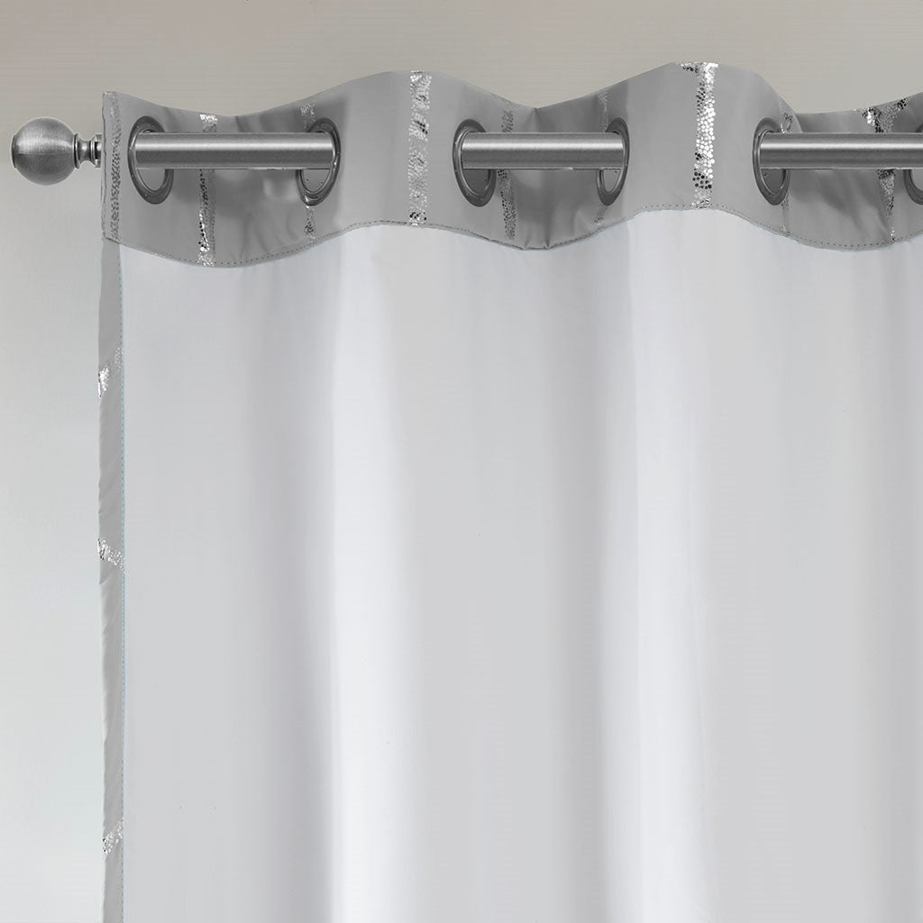 Raina Total Blackout Metallic Print Grommet Top Curtain