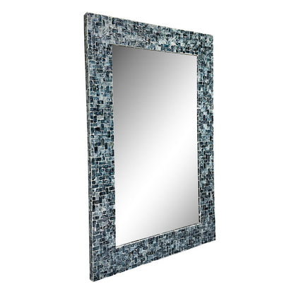 24X35 Rectangle Capiz Shell Mosaic Wall Mirror /   Celestine - Blue/Natural